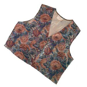 Vintage Brand: Image - Floral Women's Polyester Button Up Cottage Core Vest